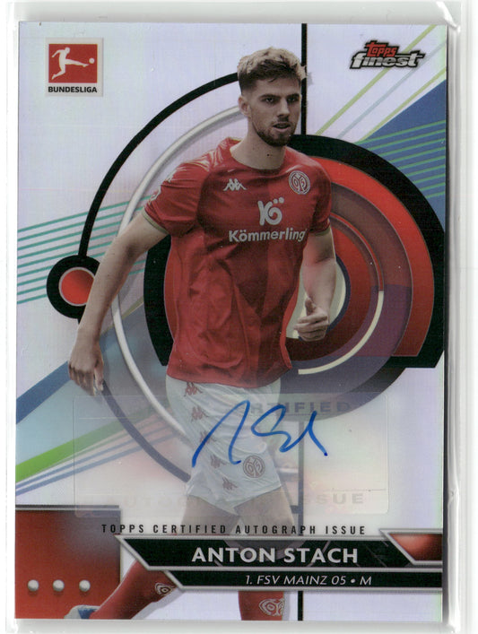 Fußball Anton Stach Topps Finest Bundesliga 2022-23 #104 Base Auto 1. FSV Mainz 05 Trading Card Original