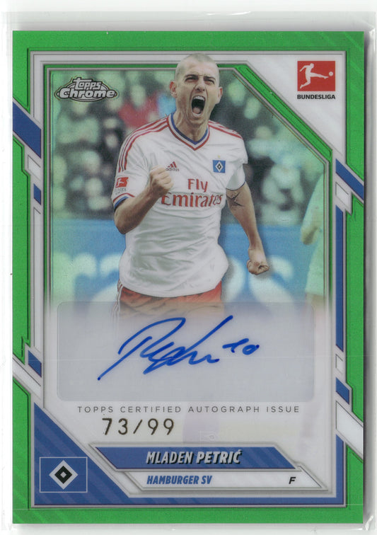 Fußball Mladen Petrić 2025-26 Topps Chrome Bundesliga #BA-MP True Green Auto /99 Hamburger SV Trading Card Original