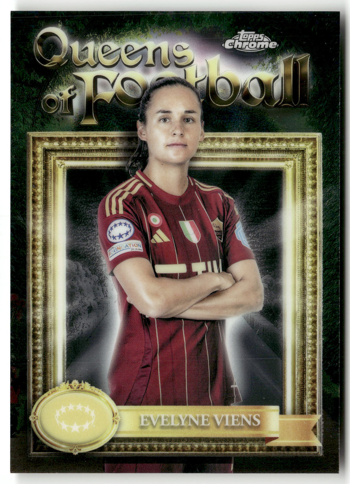 Fußball Evelyne Viens Topps Chrome UEFA Women's Champions League Queens of Football 2025 #QF-2 AS Roma Trading Card Original