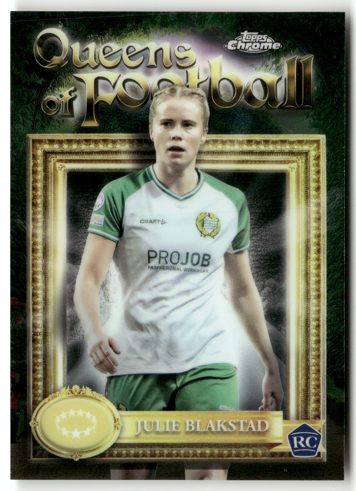 Fußball Julie Blakstad 2024-25 Topps Chrome UEFA Women's Champions League Queens of Football #QF-14 Hammarby IF Rookie Card RC Trading Card Original