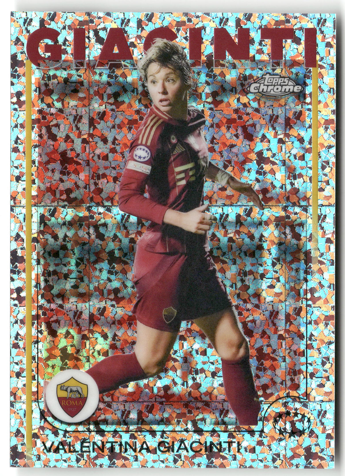 Fußball Valentina Giacinti Topps Chrome UEFA Women's Champions League 2025 #45 Mini Diamond AS Roma Trading Card Original