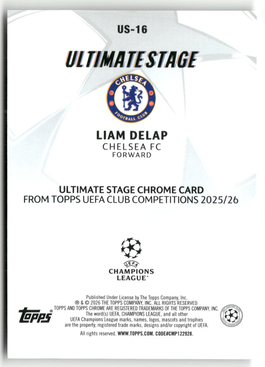 Pokémon TCG Liam Delap 2025-26 Topps Chrome UEFA Club Competitions #US-16 Disco Chelsea FC Trading Card Original