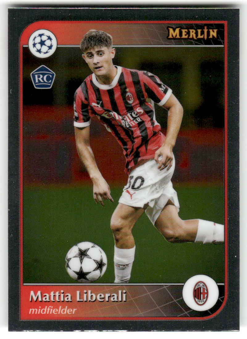 Fußball Mattia Liberali Topps Merlin Collections UEFA Champions League 2024-25 #108 AC Milan Rookie Card RC Trading Card Original