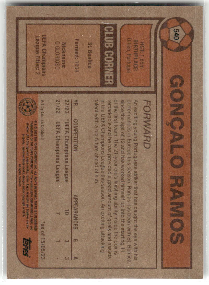 Fußball Gonçalo Ramos Topps UEFA Champions League Living Set 2022-23 #540 SL Benfica Trading Card Original