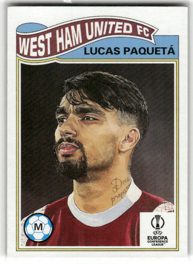 Fußball Lucas Paquetá Topps UEFA Europa Conference League Living Set 2023 #528 West Ham United FC Trading Card Original