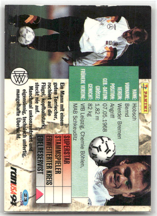 Fußball Bernd Hobsch Panini Weltmeisterschaft 1994 Champion Cards #23 Werder Bremen Trading Card Original