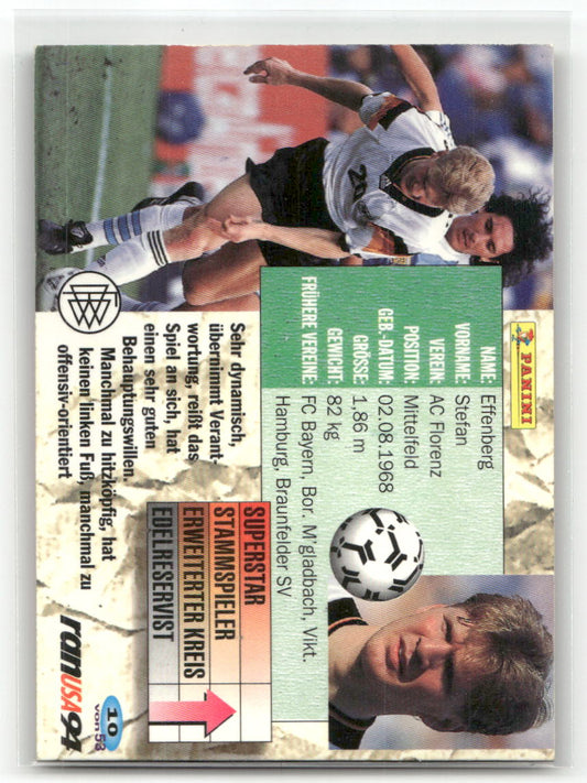 Fußball Stefan Effenberg Panini Weltmeisterschaft 1994 / ran USA 94 #10 AC Florenz Trading Card Original