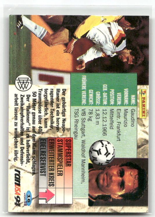 Fußball Maurizio Gaudino Panini Weltmeisterschaft 1994 #16 Eintracht Frankfurt Trading Card Original