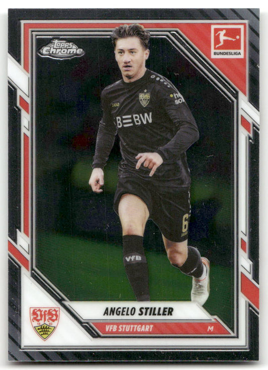 Fußball Angelo Stiller 2025-26 Topps Chrome Bundesliga #92 VfB Stuttgart Trading Card Original
