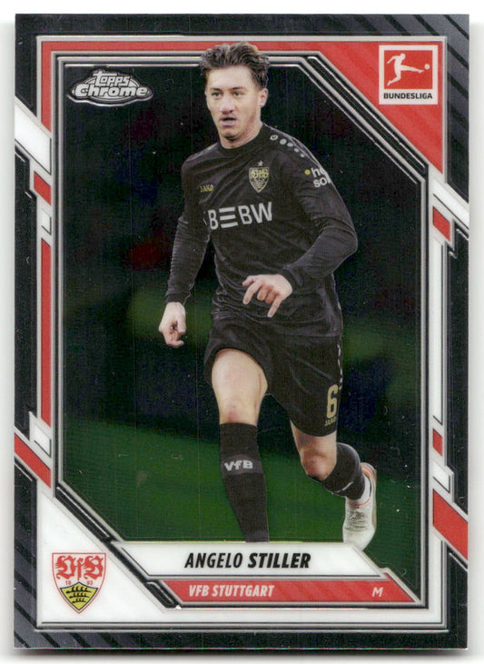 Fußball Angelo Stiller 2025-26 Topps Chrome Bundesliga #92 VfB Stuttgart Trading Card Original