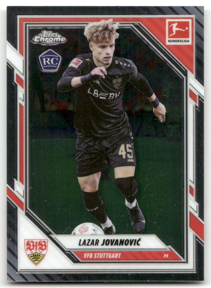 Fußball Lazar Jovanović 2025-26 Topps Chrome Bundesliga #94 VfB Stuttgart Rookie Card RC Trading Card Original