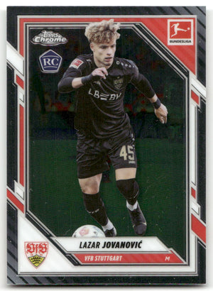Fußball Lazar Jovanović 2025-26 Topps Chrome Bundesliga #94 VfB Stuttgart Rookie Card RC Trading Card Original