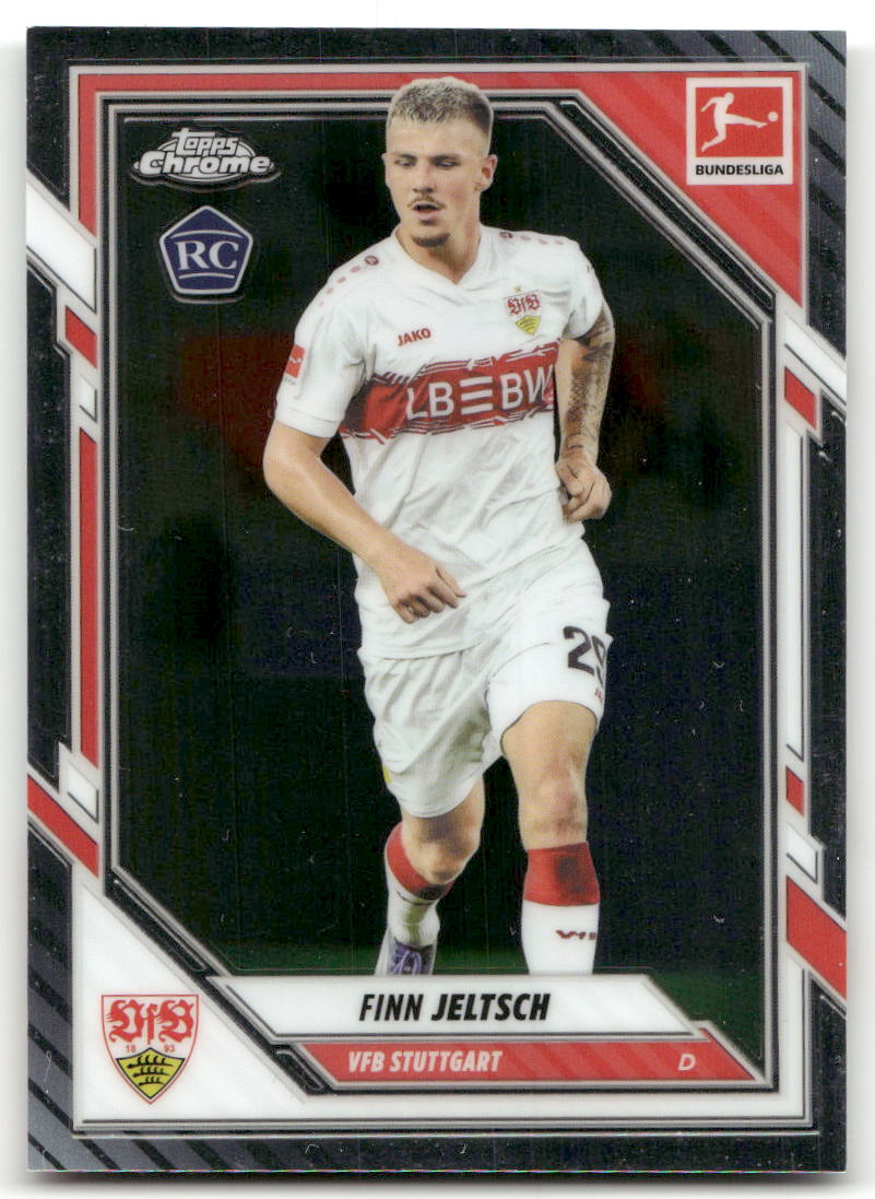 Fußball Finn Jeltsch 2025-26 Topps Chrome Bundesliga #93 VfB Stuttgart Rookie Card RC Trading Card Original