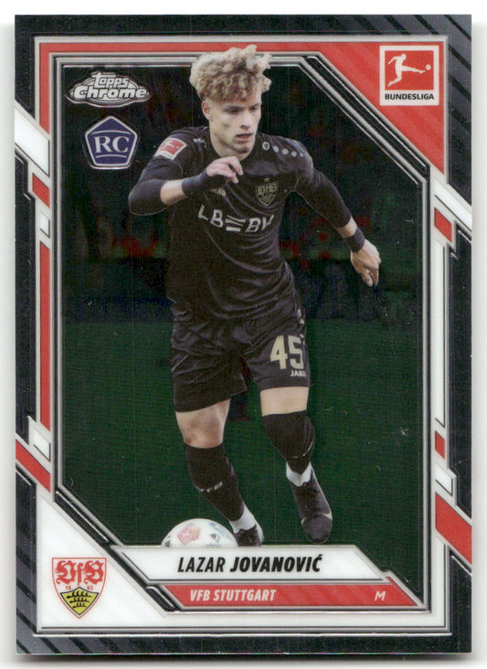 Fußball Lazar Jovanović Topps Chrome Bundesliga 2025-26 #94 VfB Stuttgart Rookie Card RC Trading Card Original