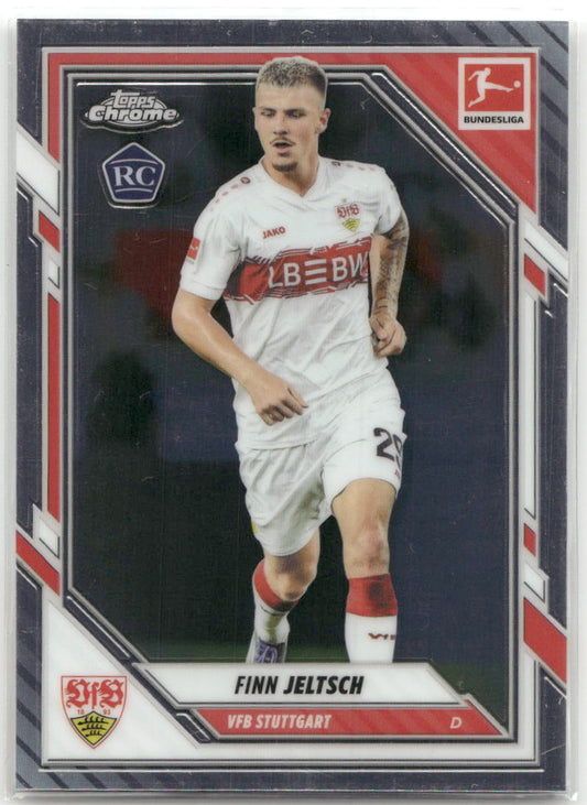 Fußball Finn Jeltsch 2025-26 Topps Chrome Bundesliga #93 VfB Stuttgart Rookie Card RC Trading Card Original