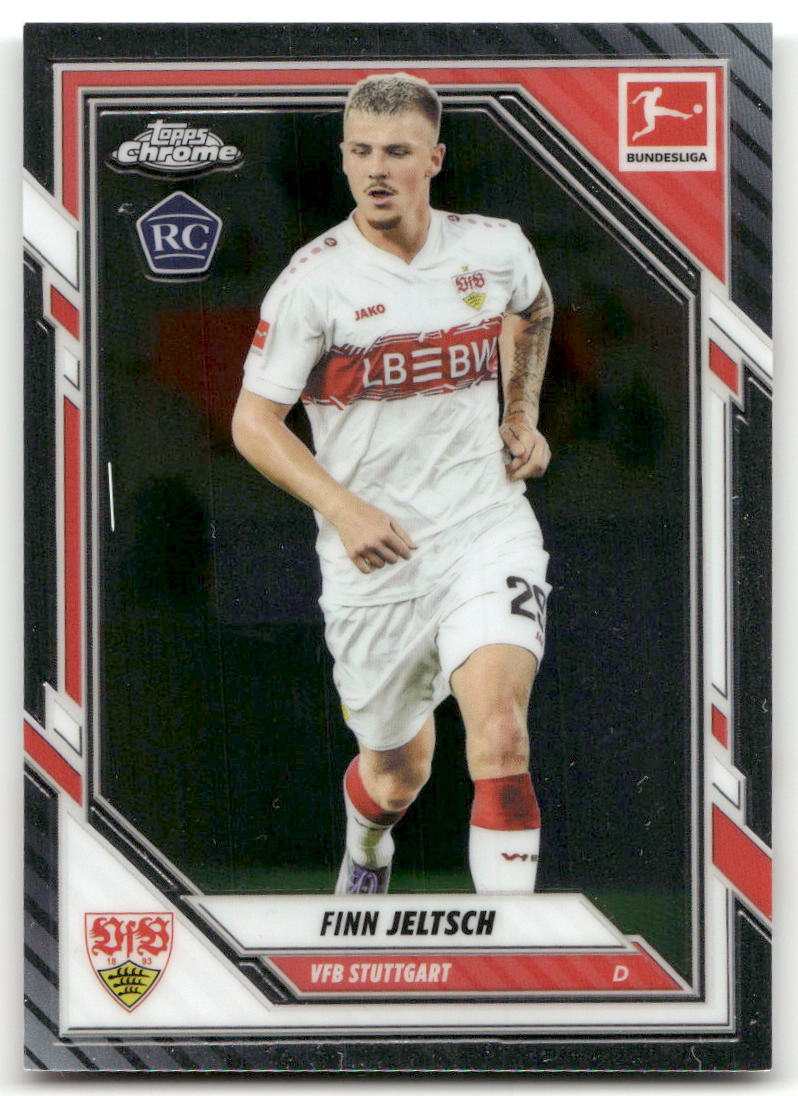 Fußball Finn Jeltsch 2025-26 Topps Chrome Bundesliga #93 VfB Stuttgart Rookie Card RC Trading Card Original