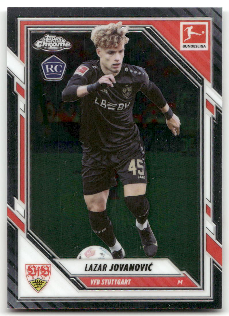 Fußball Lazar Jovanović Topps Chrome Bundesliga 2025-26 #94 VfB Stuttgart Rookie Card RC Trading Card Original