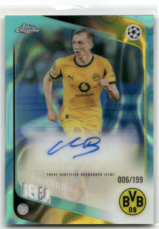 Fußball Maximilian Beier Topps Chrome UEFA Club Competitions 2025/26 2025-26 #CA-MB Aqua Lava Auto /199 Borussia Dortmund Trading Card Original