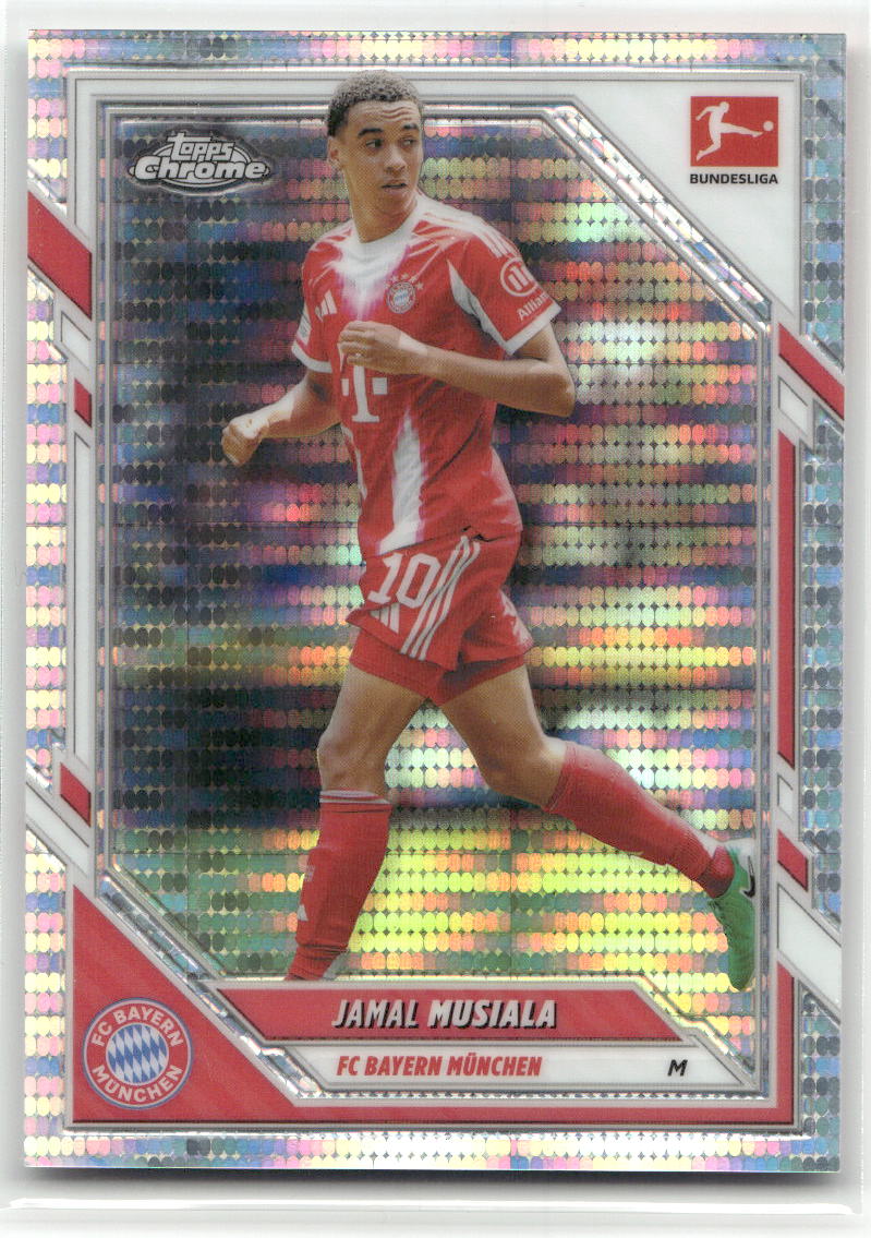 Fußball Jamal Musiala Topps Chrome Bundesliga 2023-24 #81 Pulsar Refractor FC Bayern München Trading Card Original