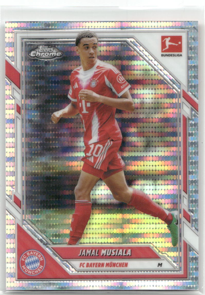 Fußball Jamal Musiala Topps Chrome Bundesliga 2023-24 #81 Pulsar Refractor FC Bayern München Trading Card Original