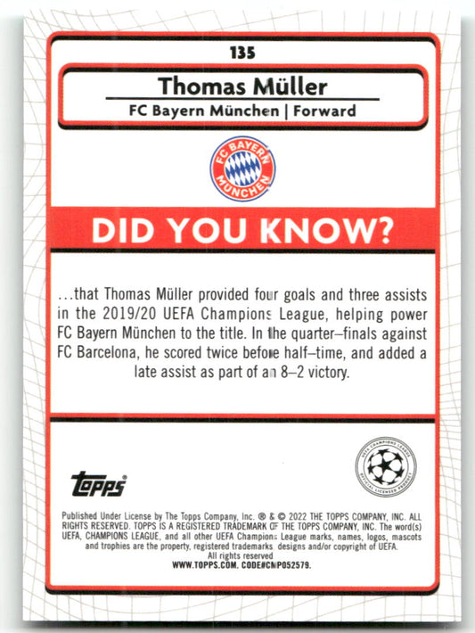 Fußball Thomas Müller Topps Merlin UEFA Champions League 2021-22 #135 Aqua Hyper Prism FC Bayern München Trading Card Original