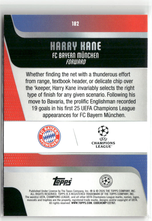 Fußball Harry Kane 2025-26 Topps UEFA Champions League #182 Orange Carnival Refractor 07/25 FC Bayern München Trading Card Original