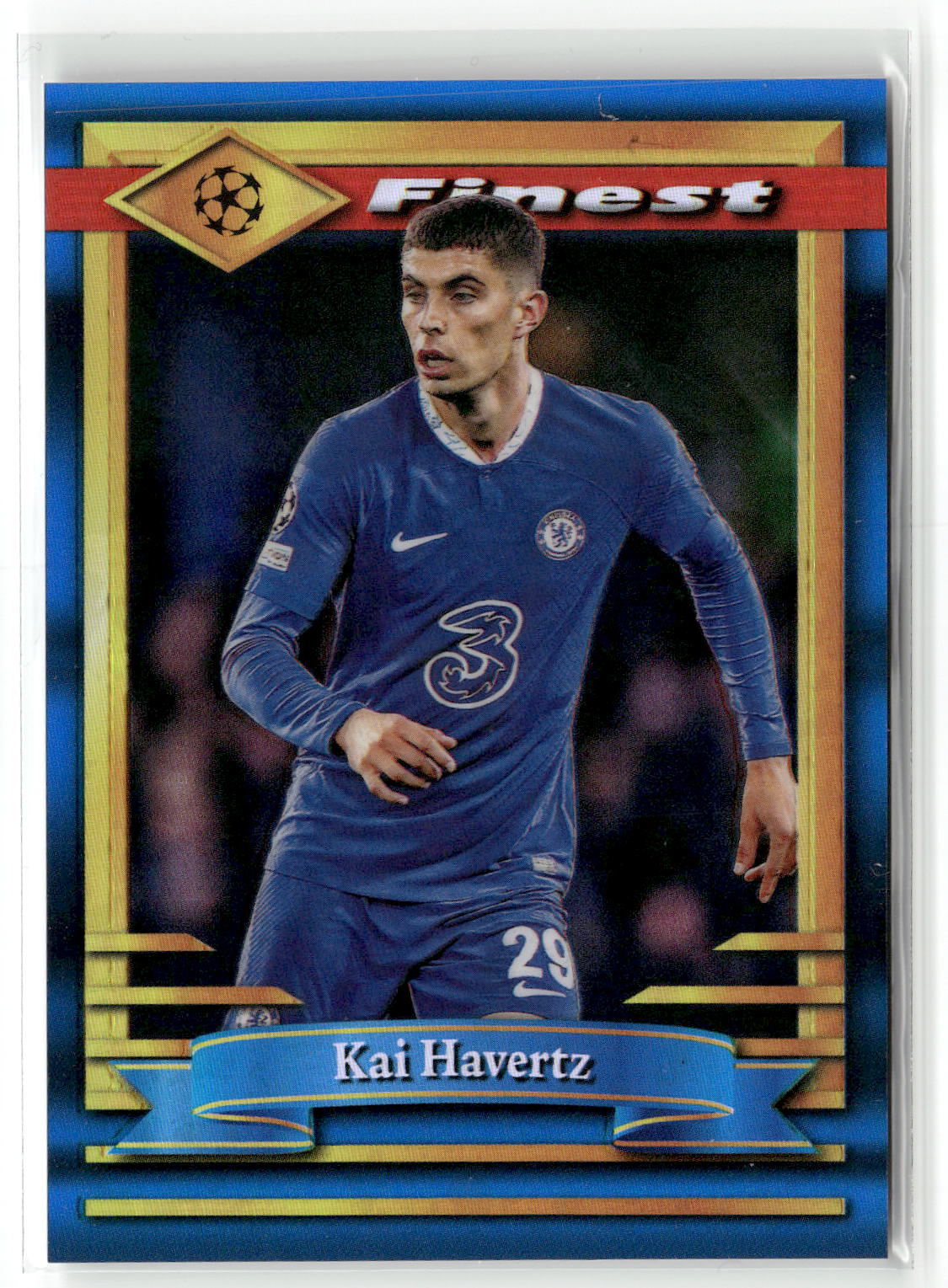 Fußball Kai Havertz 2022-23 Topps Finest UEFA Champions League #98 True Bluie /99 Chelsea FC Trading Card Original