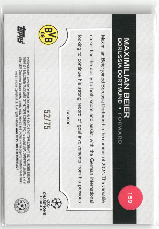 Fußball Maximilian Beier 2025 Topps UEFA Champions League #159 Magenta Refractor /75 Borussia Dortmund Trading Card Original