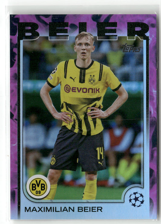 Fußball Maximilian Beier 2025 Topps UEFA Champions League #159 Magenta Refractor /75 Borussia Dortmund Trading Card Original