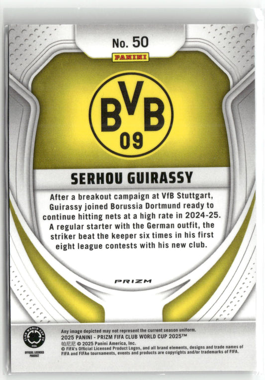 Fußball Serhou Guirassy 2025 Panini Prizm FIFA Club World Cup #50 Pulsar Borussia Dortmund Trading Card Original