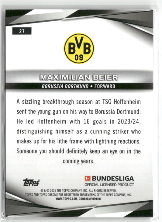 Fußball Maximilian Beier 2024-25 Topps Chrome Bundesliga #27 Pulsar Borussia Dortmund Trading Card Original