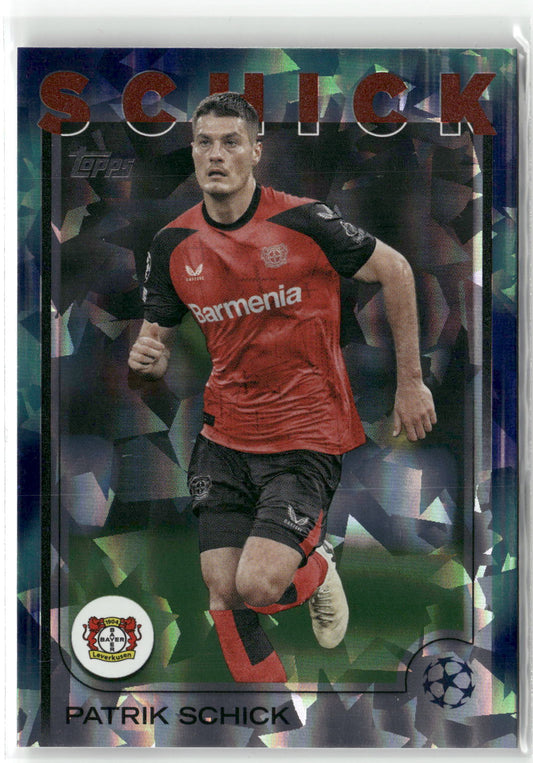 Fußball Patrik Schick 2024-25 Topps UEFA Champions League #67 Cracked Ice Refractor Bayer 04 Leverkusen Trading Card Original