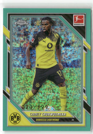 Fußball Carney Chukwuemeka 2025-26 Topps Chrome Bundesliga #21 Aqua Mini Diamonds /199 Borussia Dortmund Trading Card Original