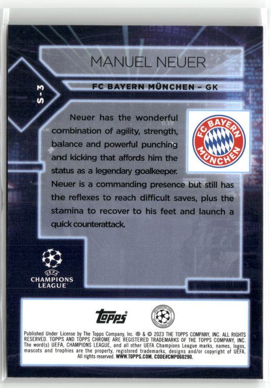 Fußball Manuel Neuer 2022-23 Topps Chrome UEFA Champions League #S-3 FC Bayern München Trading Card Original