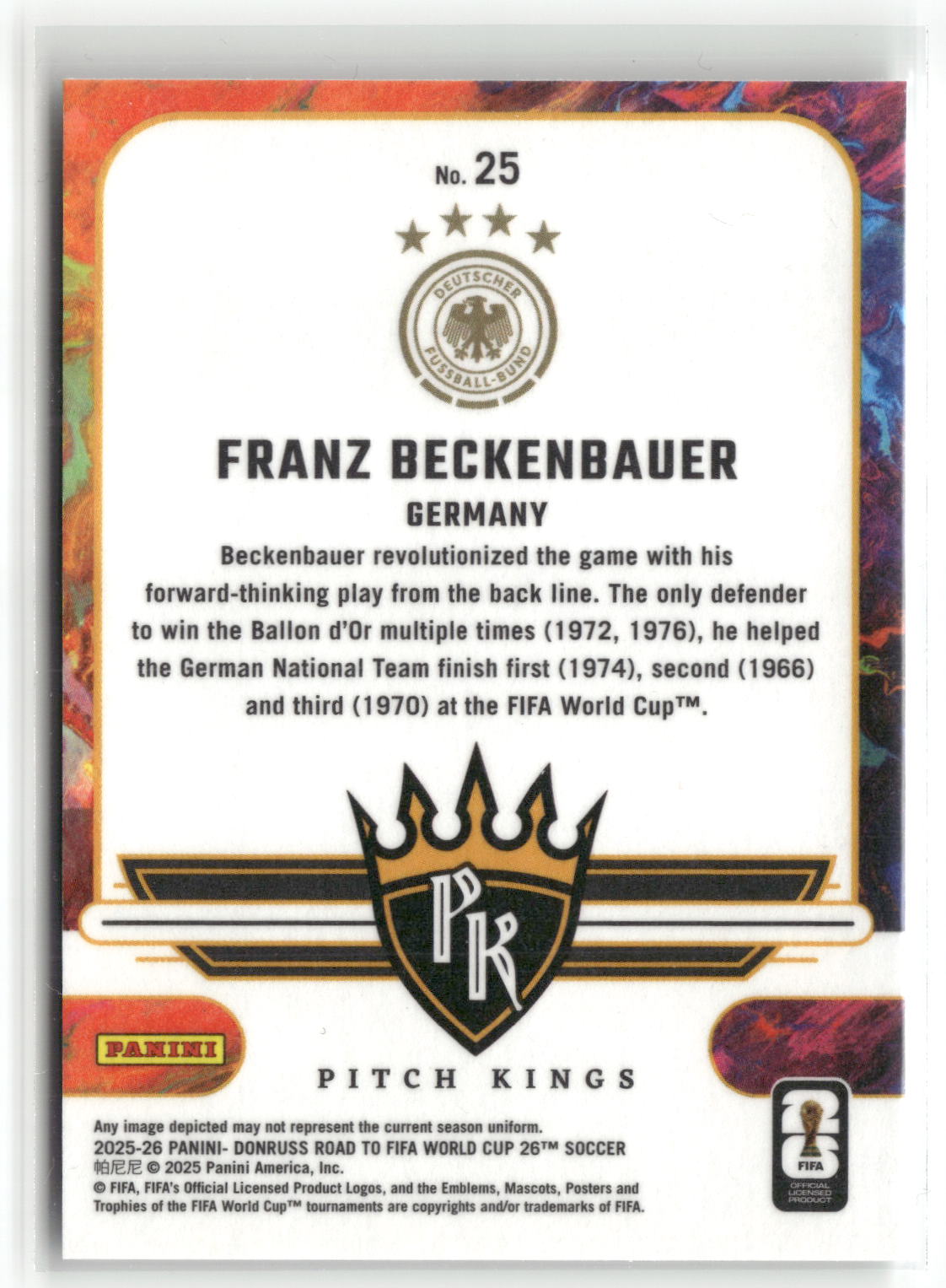 Fußball Franz Beckenbauer 2025-26 Panini Donruss Road to FIFA World Cup 26 Soccer #25 Bronze Germany Trading Card Original