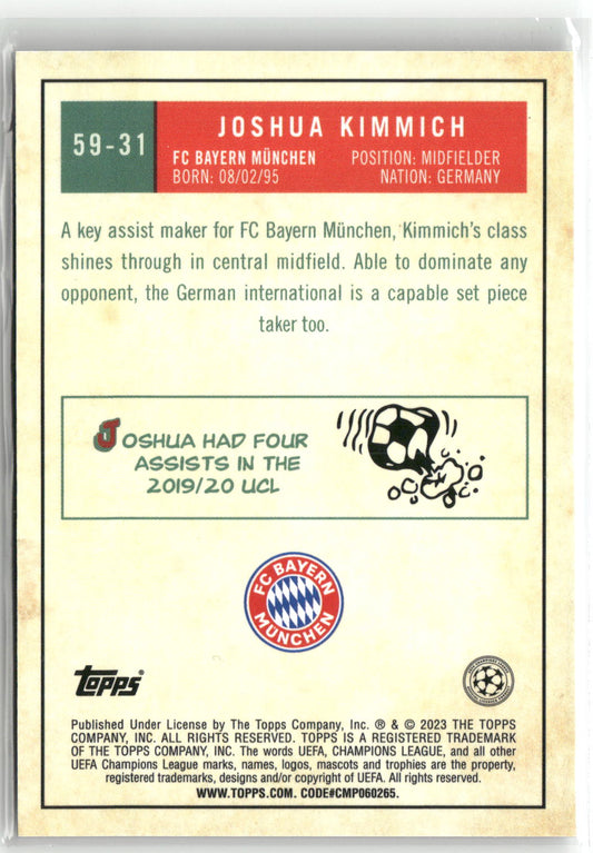 Fußball Joshua Kimmich Topps UEFA Champions League 1959-60 Design 2023 #59-31 FC Bayern München Trading Card Original