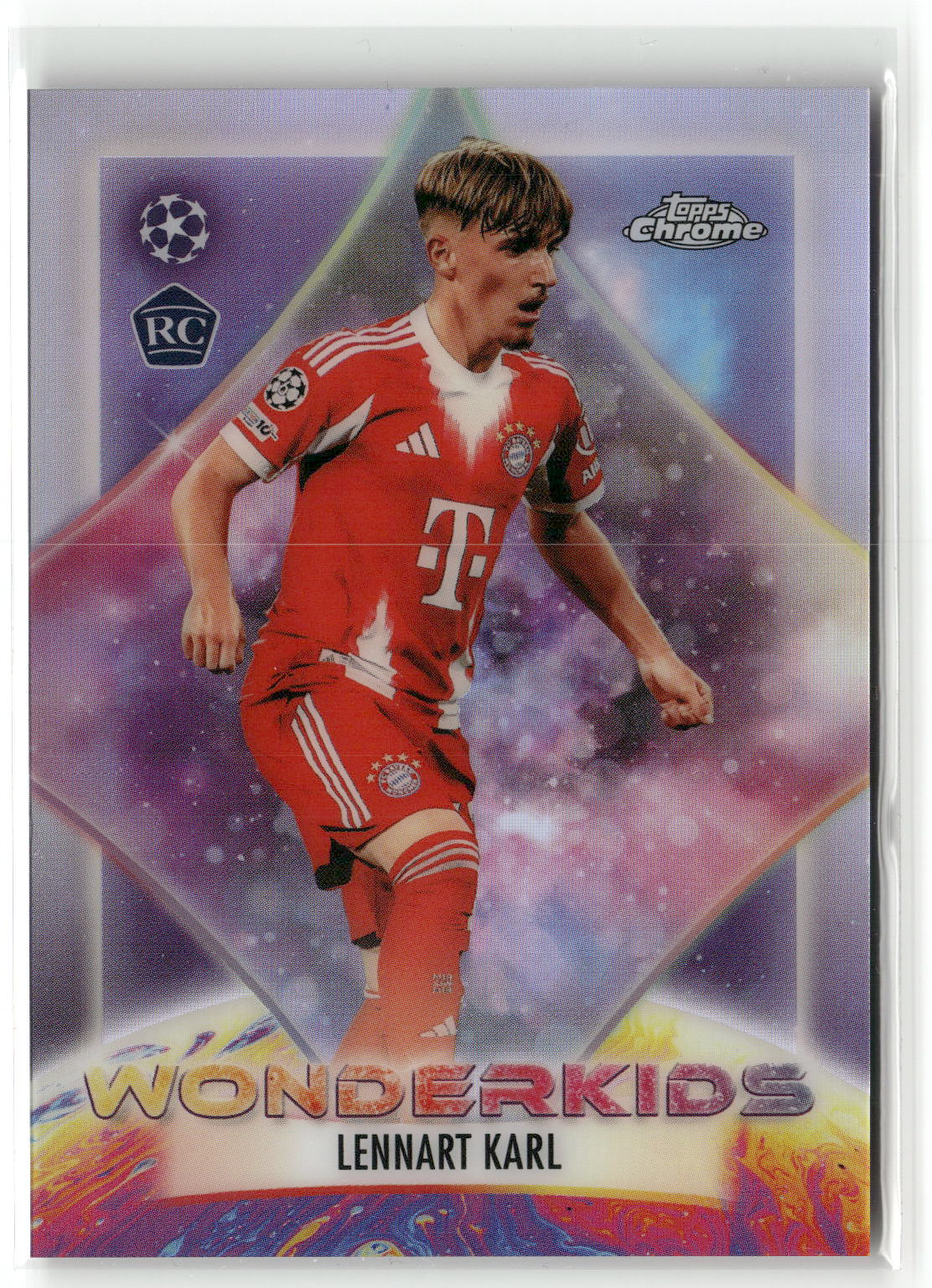 Fußball Lennart Karl Topps Chrome UEFA Champions League 2025-26 #WK-8 Wonderkids FC Bayern München Rookie Card RC Trading Card Original