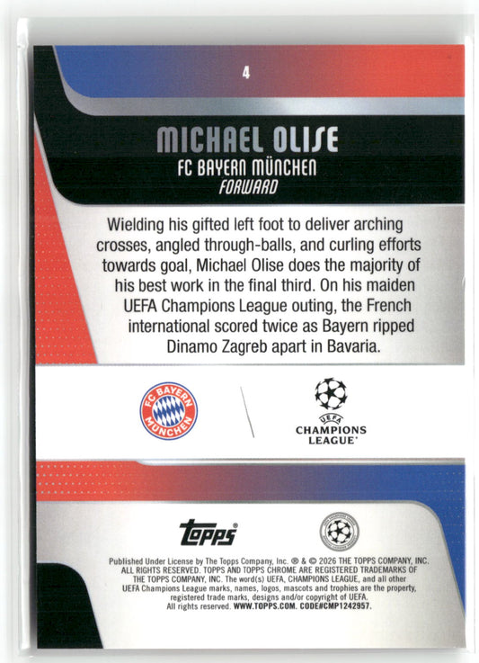Fußball Michael Olise 2024-25 Topps Chrome UEFA Champions League #4 X-Fractor FC Bayern München Trading Card Original
