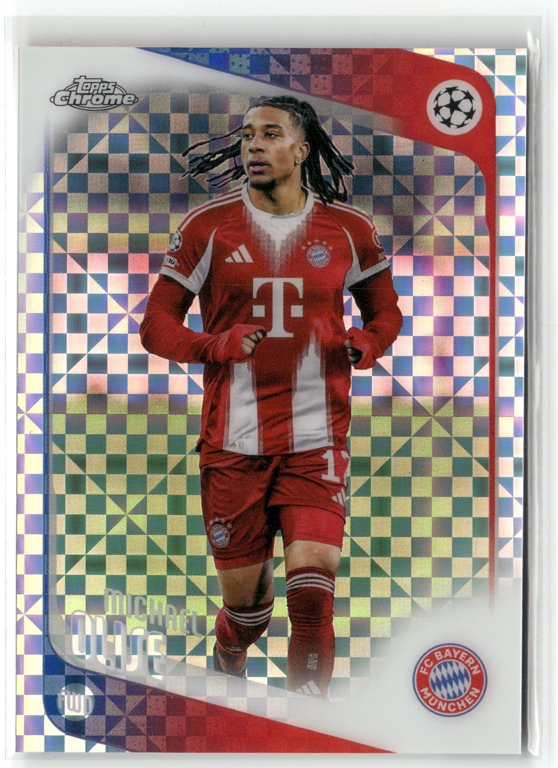 Fußball Michael Olise 2024-25 Topps Chrome UEFA Champions League #4 X-Fractor FC Bayern München Trading Card Original