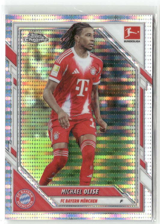 Fußball Michael Olise 2025-26 Topps Chrome Bundesliga #80 Hyper Prism FC Bayern München Trading Card Original