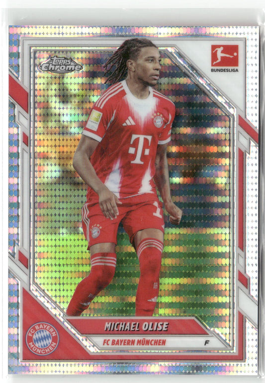 Fußball Michael Olise 2025-26 Topps Chrome Bundesliga #80 Hyper-Prism FC Bayern München Trading Card Original