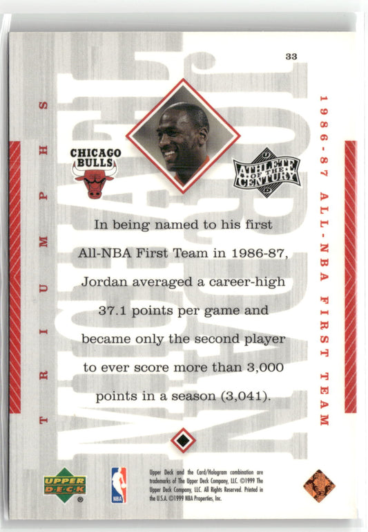 Basketball NBA Michael Jordan Upper Deck Athlete of the Century 1999 #33 Chicago Bulls Trading Card Original
