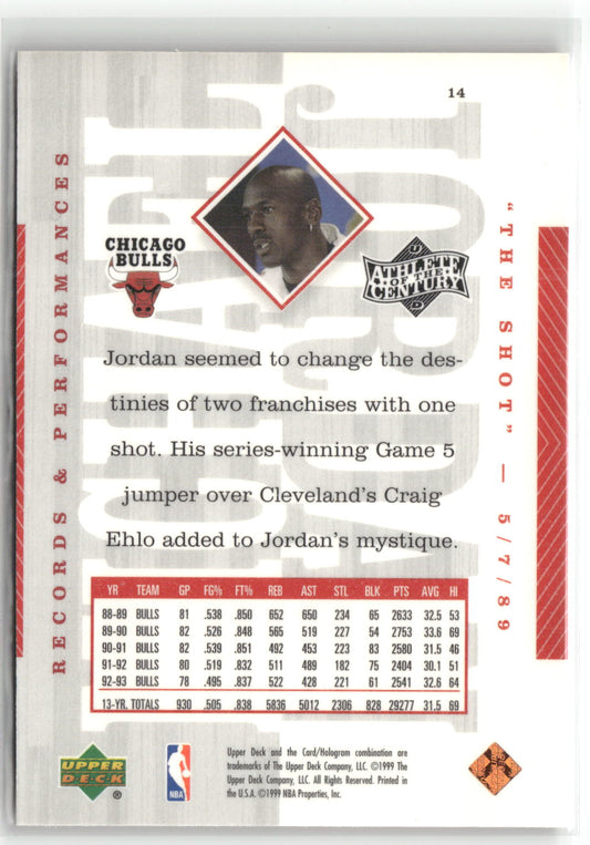 Basketball NBA Michael Jordan Upper Deck Athlete of the Century 1999 #14 Chicago Bulls Trading Card Original