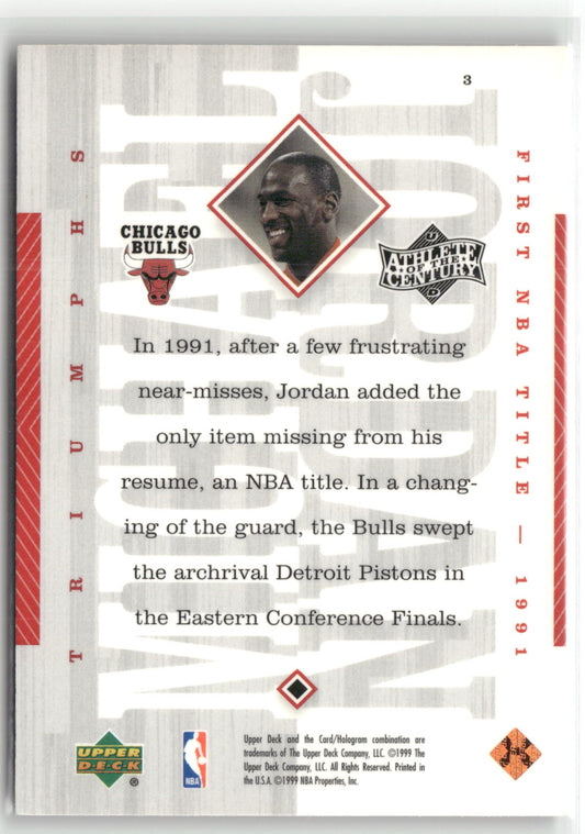Basketball NBA Michael Jordan Upper Deck Athlete of the Century 1999 #3 Chicago Bulls Trading Card Original