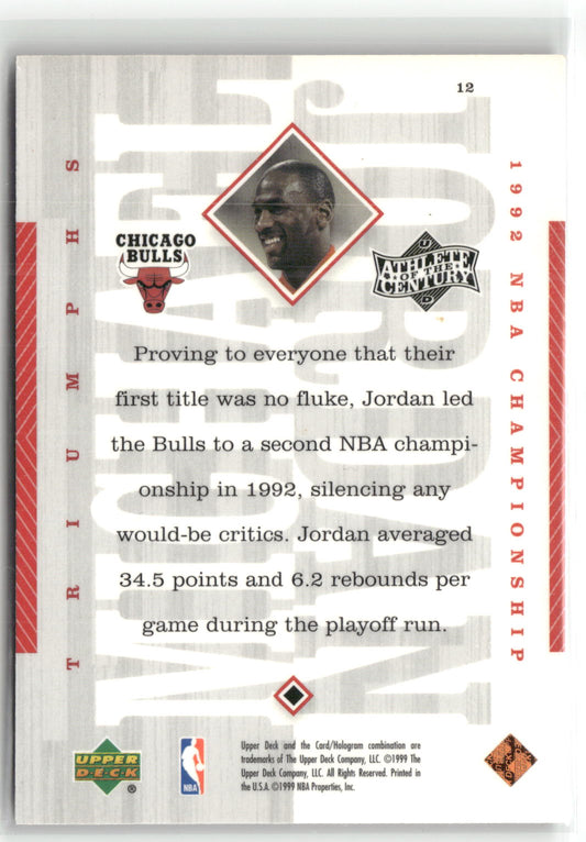Basketball NBA Michael Jordan Upper Deck Athlete of the Century 1999 #12 Chicago Bulls Trading Card Original