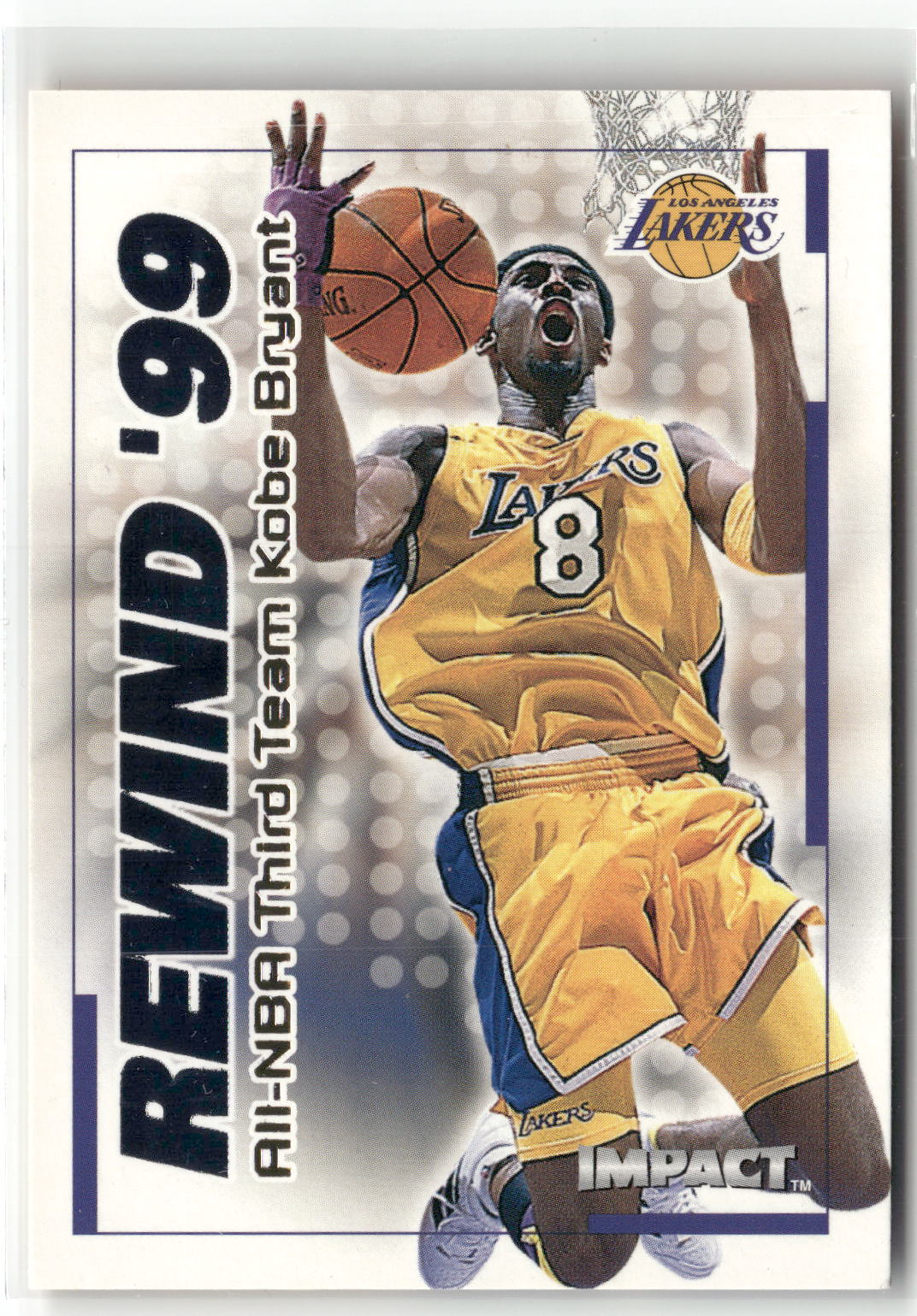 Basketball NBA Kobe Bryant 1999-00 Fleer Impact Rewind '99 #28 of 40 RN Los Angeles Lakers Trading Card Original