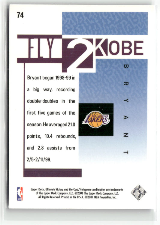 Basketball NBA Kobe Bryant Upper Deck Ultimate Victory 2001 #74 Los Angeles Lakers Trading Card Original