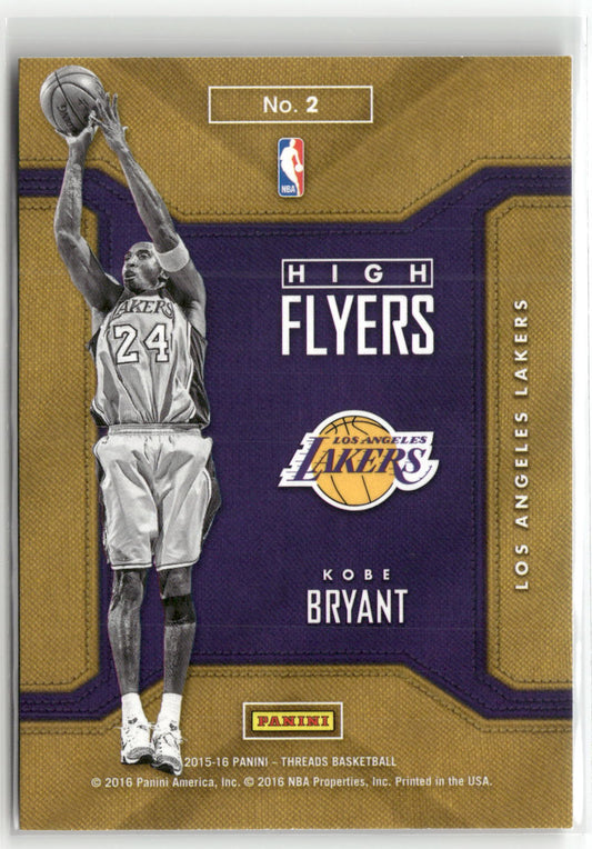Basketball NBA Kobe Bryant 2015-16 Panini Threads Basketball #2 Highflyers Los Angeles Lakers Trading Card Original