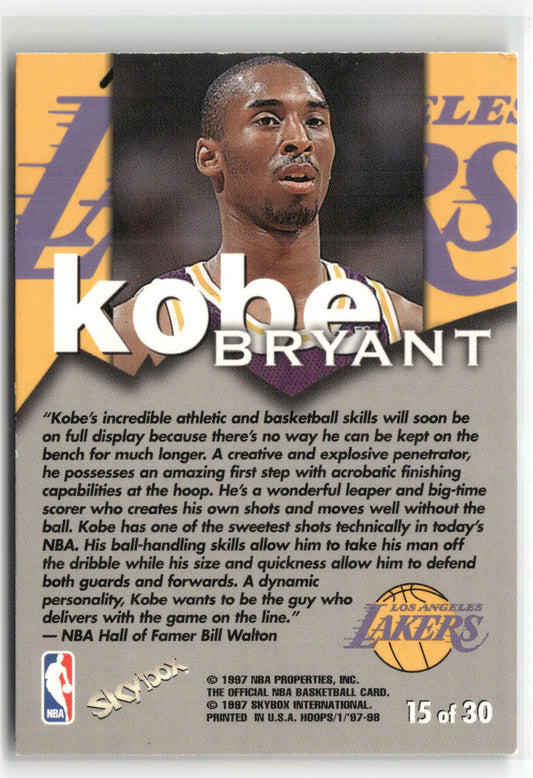 Basketball NBA Kobe Bryant 1997-98 NBA Hoops Talkin' Hoops #15 of 30 Los Angeles Lakers Trading Card Original