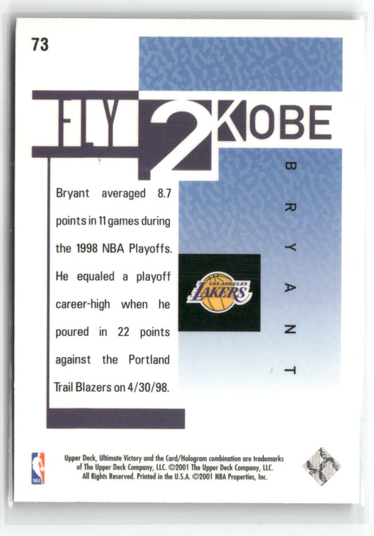Basketball NBA Kobe Bryant Upper Deck Ultimate Victory 2000-01 #73 Los Angeles Lakers Trading Card Original